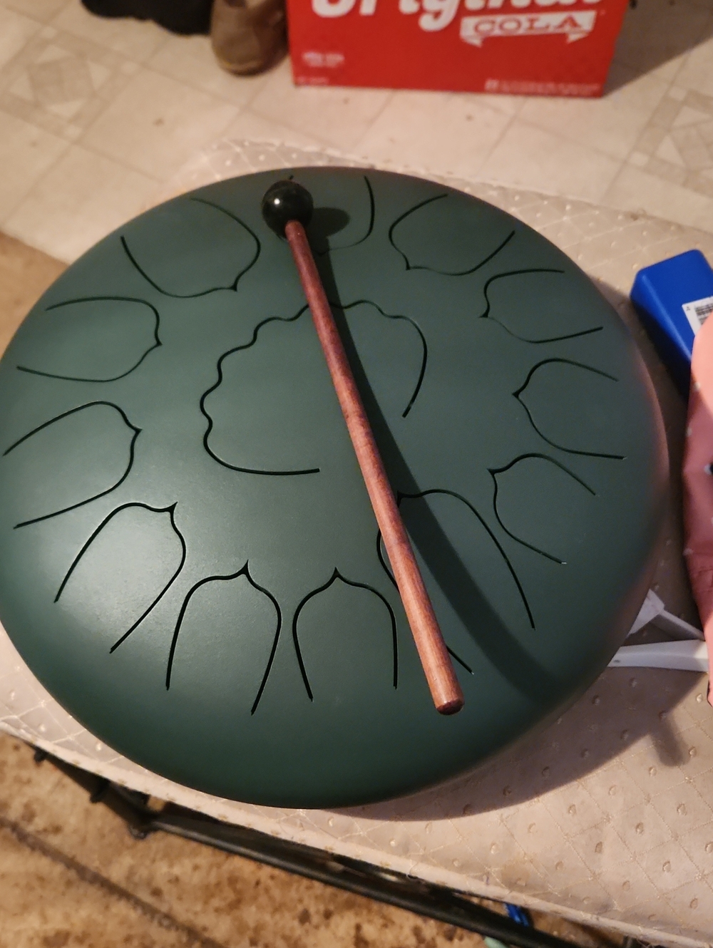 Rain Green Steel Tongue Drum with Mallet W/ CARRY BAG
